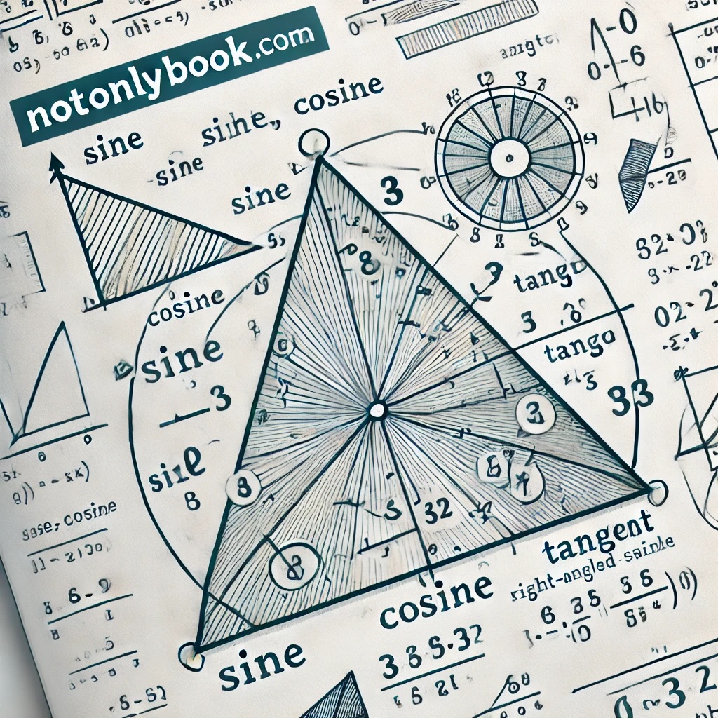 DALL·E 2024 10 20 11 46 50 An educational illustration on trigonometry for IGCSE Mathematics featuring diagrams of right angled triangles with sine cosine and tangent ratios 