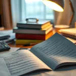 A BOOK OPEN ON A DESK